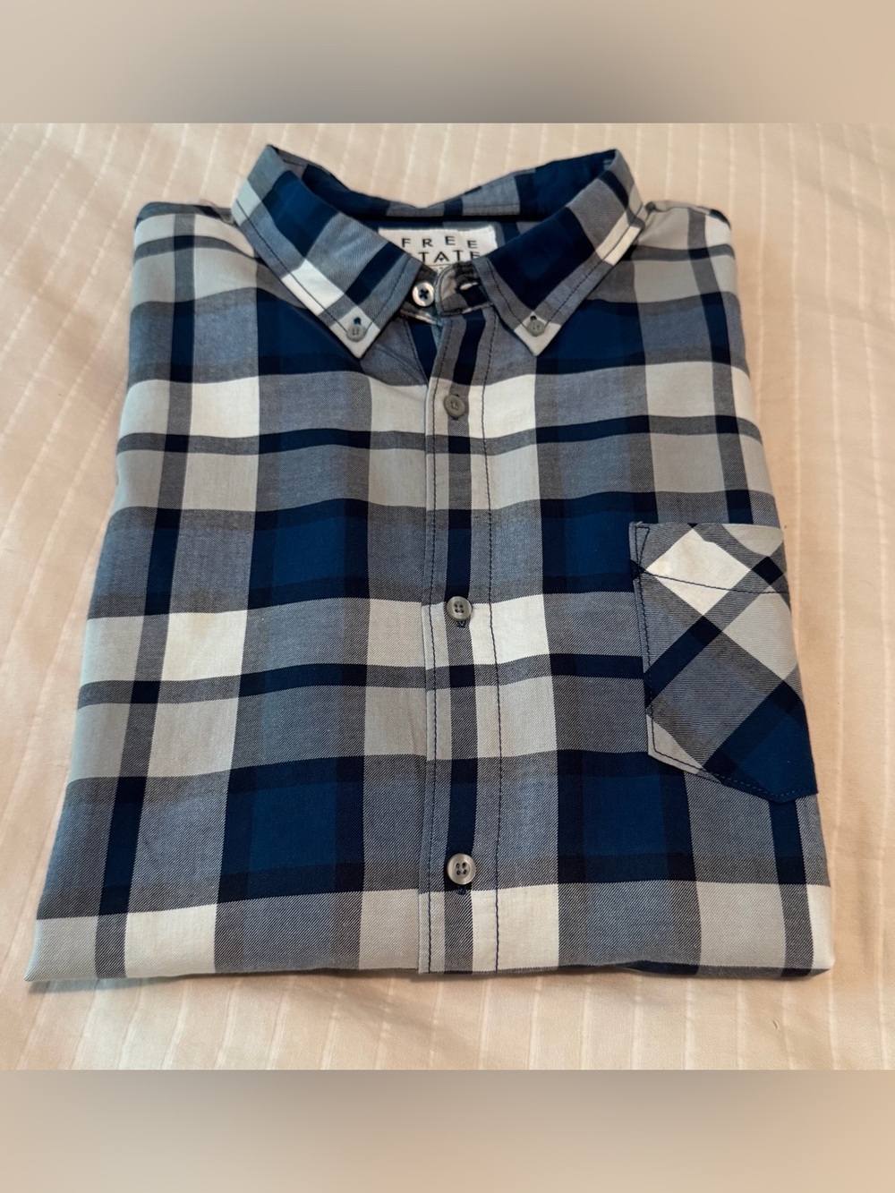 Free State Long Sleeve Button Down Shirt - Men’s 3XL - Blue Pink Ombre Plaid